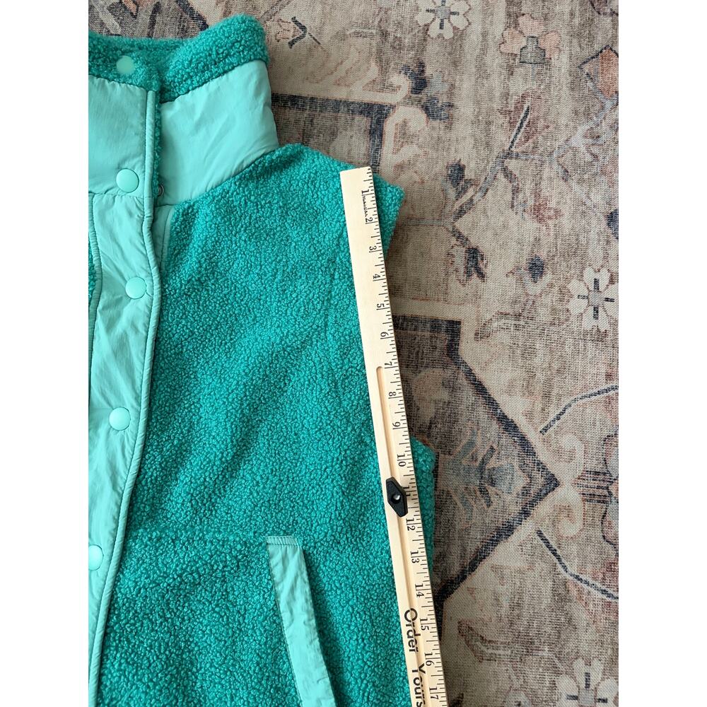 JoyLab Womens S High Pile Fleece Vest Turquoise Green Snap Front Sherpa - Picture 7 of 7